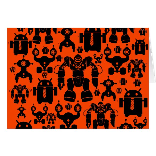 Robots Rule Fun Robot Silhouettes Orange Robotics (Vorderseite (Horizontal))