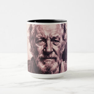 Robuster alter Mann, feines Kunstporträt, Keramikb Tasse