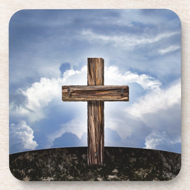 Robustes Kreuz mit Himmel Untersetzer (Vorderseite)