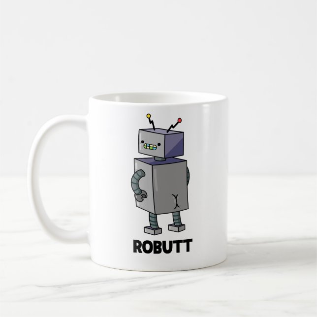 Robutt Funny Robot Pun Kaffeetasse (Links)