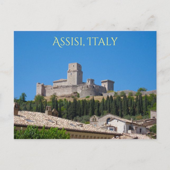 Rocca Maggiore, Assisi, Umbrien - Italien - Bergse Postkarte (Vorderseite)
