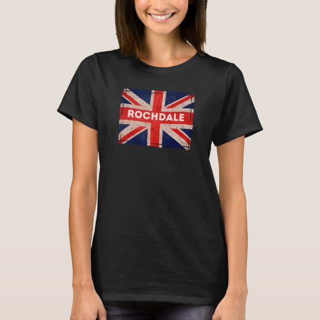 Rochdale Flag Pioneers Town Lancashire Geboren gez T-Shirt (Vorderseite)