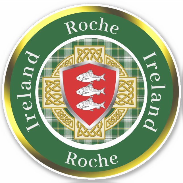 Roche Irish Shield/Celtic Cross Personalisiert Aufkleber (Vorderseite)
