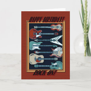 Roche sur la carte de voeux de motif de guitare