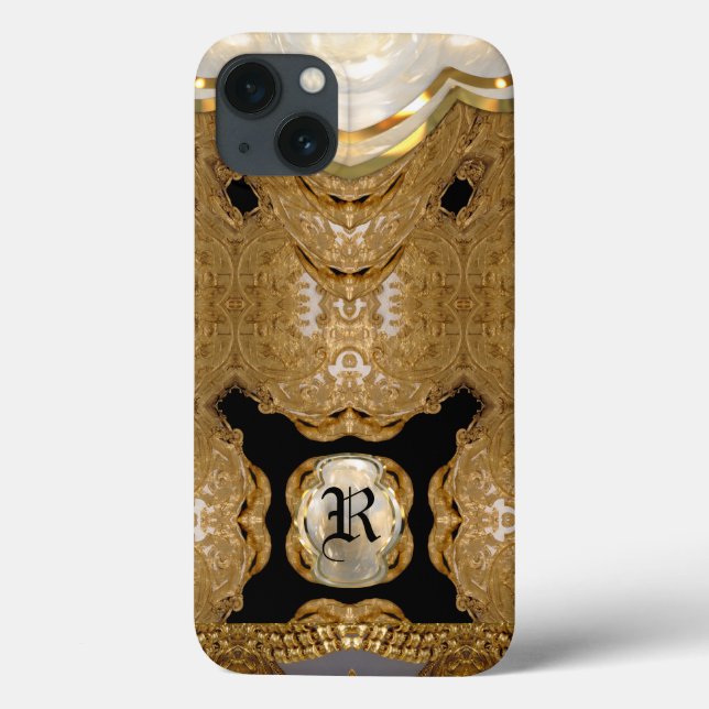Rocheavonne Elegantes barocke Cooles Monogramm Case-Mate iPhone Hülle (Rückseite)