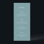 Rochelle Aqua Moderne Moderne Elegante Hochzeit Menükarte<br><div class="desc">Modernes Hochzeitsmenü mit einem einfachen Design und einer Kombination aus zeitgenössischem serifenem Sans-Schriftart,  elegantem Drehbuch und kursivem Schriftart.</div>