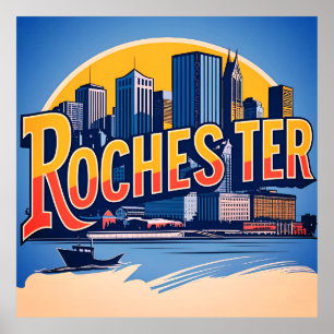 Rochester City Skyline New York USA -> Skyline von Poster