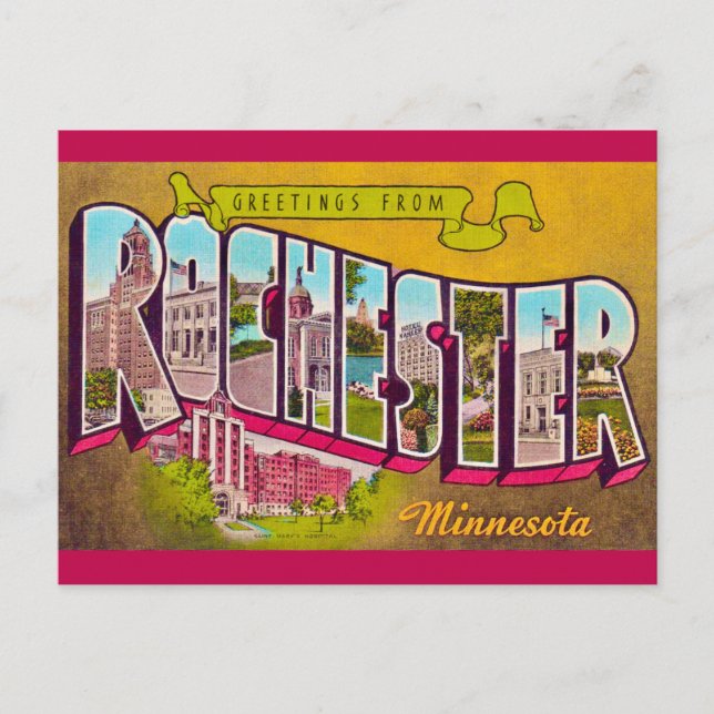 Rochester Minn Retro Postkarte (Vorderseite)