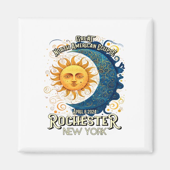 Rochester New York 2024 Total Solar Eclipse April Magnet (Vorne)