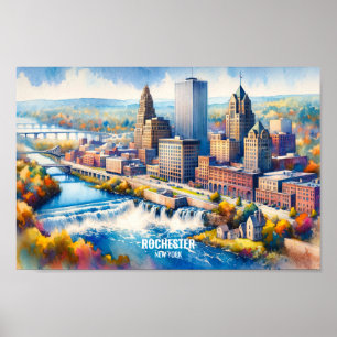 Rochester New York Famous Travel Places Aquarell Poster
