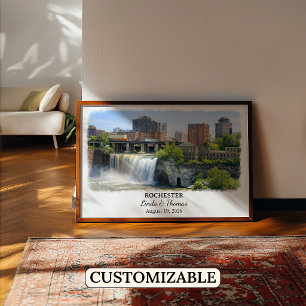 Rochester New York Poster, Aquarell, Maßgeschneide Poster