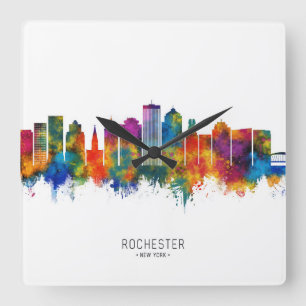 Rochester New York Skyline Quadratische Wanduhr