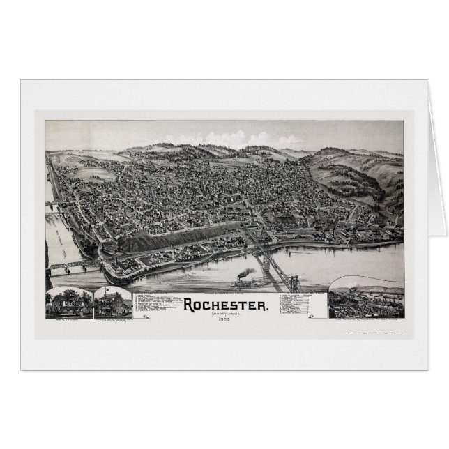 Rochester, panoramische Karte PAs - 1900 (Vorderseite (Horizontal))