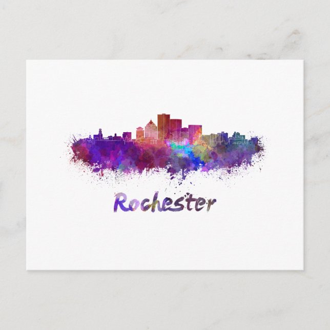 Rochester skyline im Watercolor Postkarte (Vorderseite)