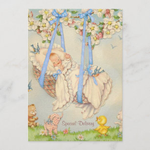 Rock-a-bye Baby Blue Birth Ankündigung