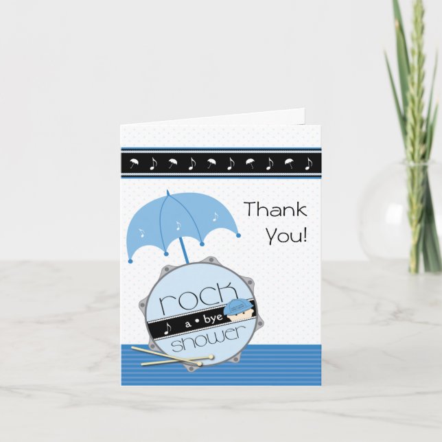 Rock a Bye Baby Dusche Vielen Dank Dankeskarte (Vorderseite)