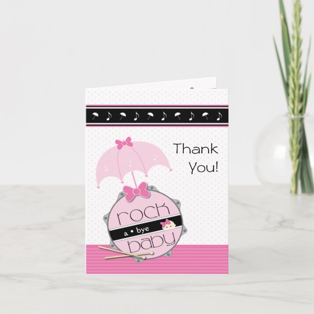 Rock a Bye Baby Dusche Vielen Dank Dankeskarte (Vorderseite)