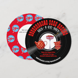 Rock-A-Bye-BABY Shower Retro-Schallplatten-Teepart Einladung