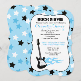 Rock a Bye Blue Rock Star Gitarren Baby Dusche Einladung