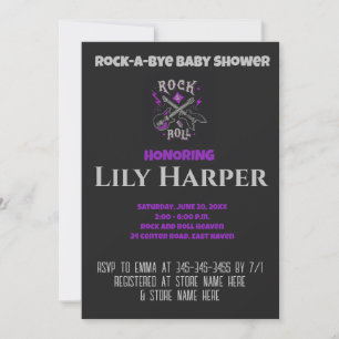Rock a Bye Guitar Rock Star Baby shower Invitation