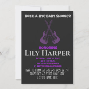 Rock a Bye Guitar Rock Star Baby shower Invitation