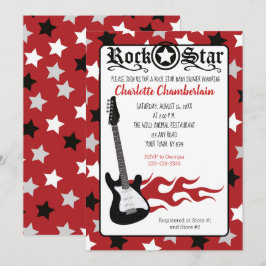 Rock a Bye Red Rock Star Gitarrendusche Einladung