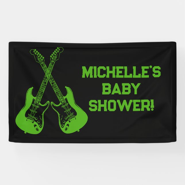 Rock a Bye Rock Star Guitare Baby shower bannière (Horizontal)