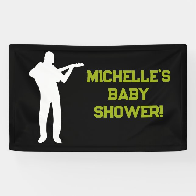 Rock a Bye Rock Star Guitare Baby shower bannière (Horizontal)