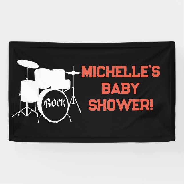 Rock a Bye Rock Star Guitare Baby shower bannière (Horizontal)