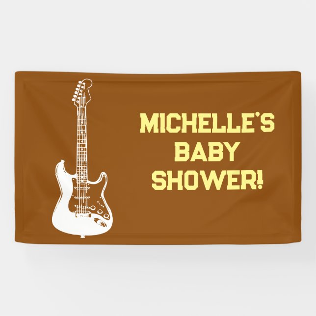 Rock a Bye Rock Star Guitare Baby shower bannière (Horizontal)