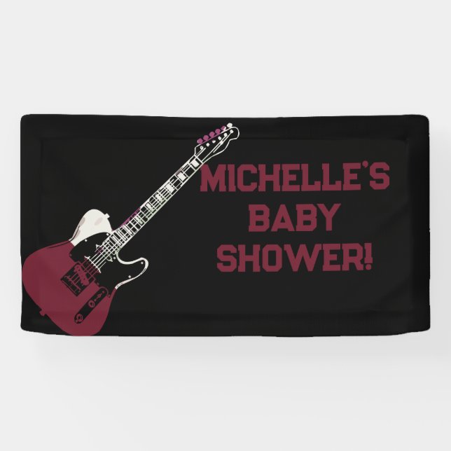Rock a Bye Rock Star Guitare Baby shower bannière (Horizontal)
