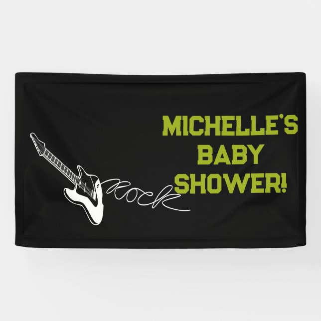 Rock a Bye Rock Star Guitare Baby shower bannière (Horizontal)