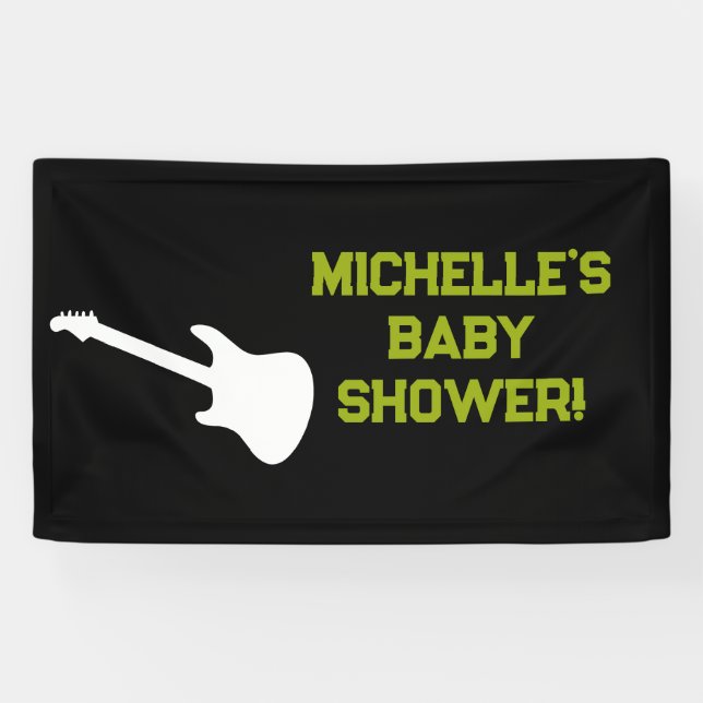 Rock a Bye Rock Star Guitare Baby shower bannière (Horizontal)