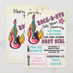 Rock a bye rockstar baby shower Invitations