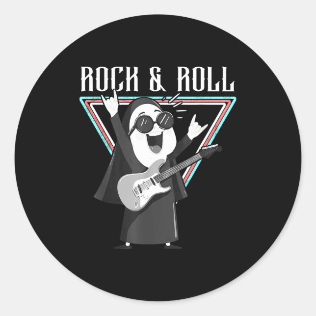 Rock &amp; Roll Fun Graphic Illustration  Runder Aufkleber (Vorderseite)