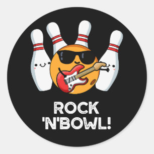 Rock and Bowl Funny Bowling Puck Dark BG Runder Aufkleber