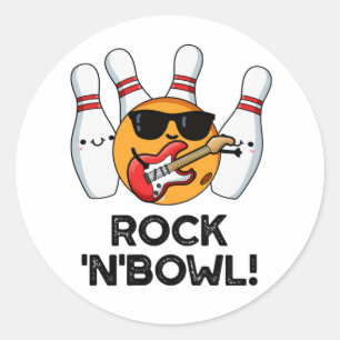 Rock and Bowl Funny Bowling Puff Runder Aufkleber