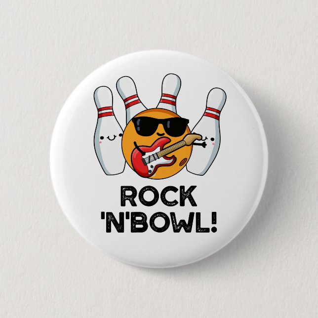 Rock and Bowl Niedlicher Bowling Puff Button (Vorderseite)
