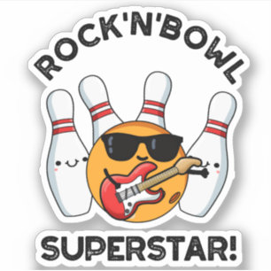 Rock and Bowl Superstar Funny Bowling Puff Aufkleber