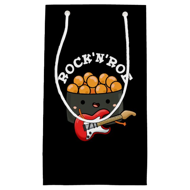 Rock and Roe Funny Sushi Pun Dark BG Kleine Geschenktüte (Vorderseite)