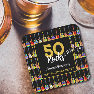 Rock and Roll 50. Geburtstagspartei Custom Rechteckiger Pappuntersetzer
