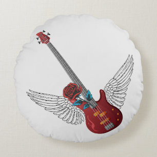 Rock and Roll Angel Bass Rundes Kissen