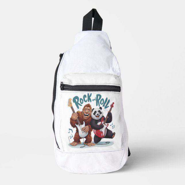 Rock and Roll Big Foot und Panda Jam Session Crossbody Bag (Vorderseite)