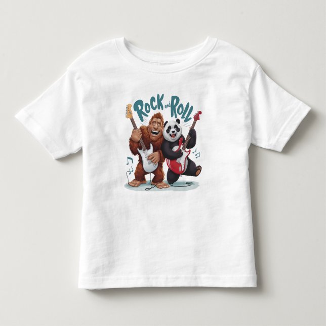 Rock and Roll Big Foot und Panda Jam Session Kleinkind T-shirt (Vorderseite)