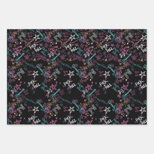 Rock and Roll Birthday Paper Geschenkpapier Set