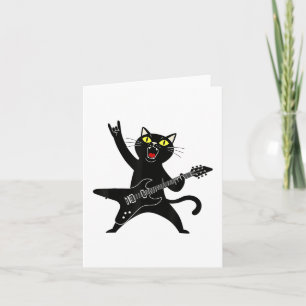 Rock and Roll Black Cat Playing Gitarre _1 Karte