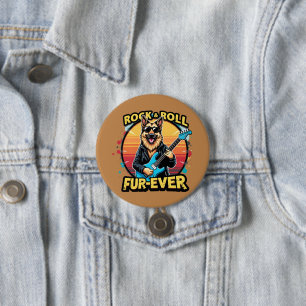 Rock and Roll Deutscher Schäferhund Retro-Sonnenun Button