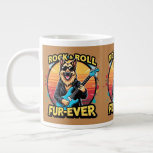 Rock-and-Roll-Deutscher-Schäferhund-Retro-Sonnenun Jumbo-Tasse