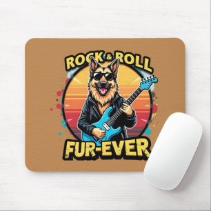 Rock-and-Roll-Deutscher-Schäferhund-Retro-Sonnenun Mousepad