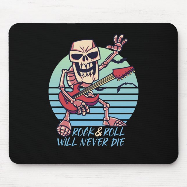 Rock and Roll Die nie Retro Rockstar Halloween Mousepad (Vorne)